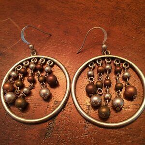 Bronze Color Earrings with Metal Balls